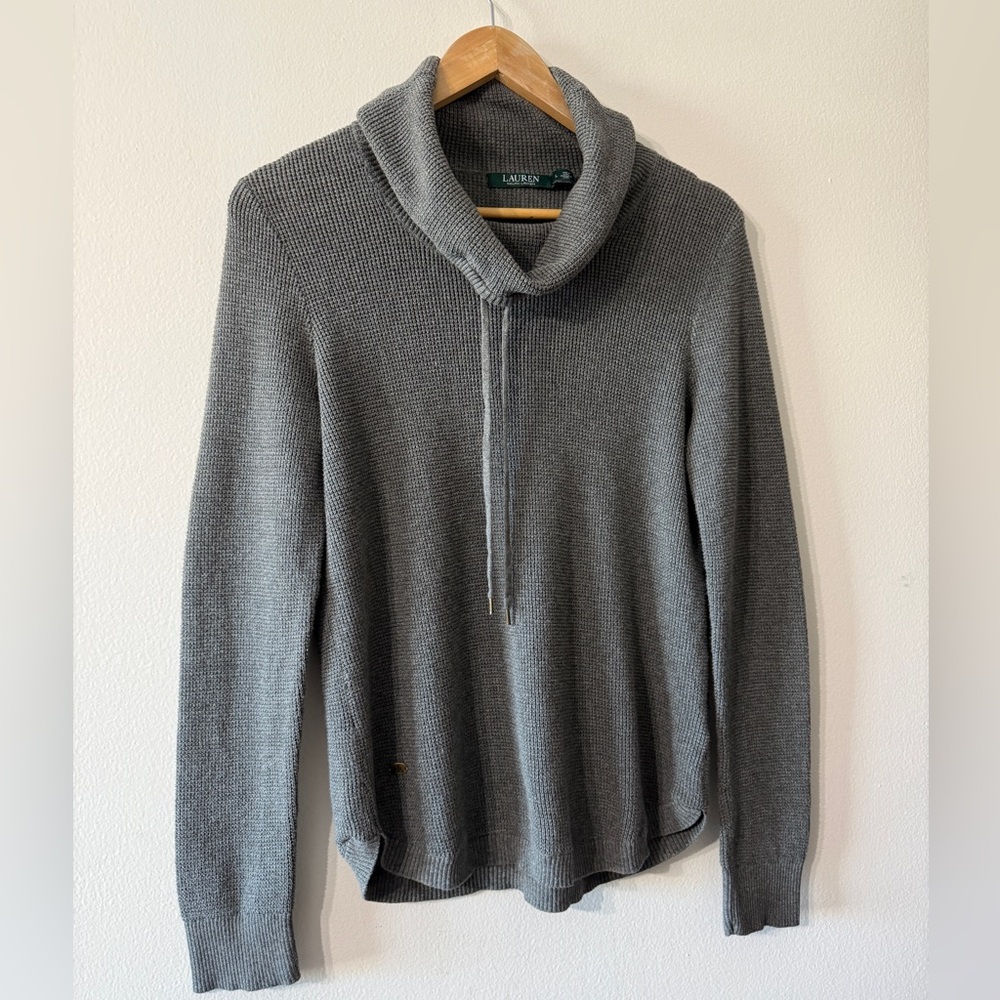 Lauren Ralph Lauren Pullover Cowl Neck Sweater Waffle Knit Cotton Women’s  Large